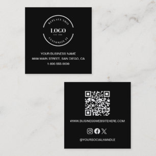 Carte De Visite Carré Logo personnalisé Code QR Site Web icônes sociales