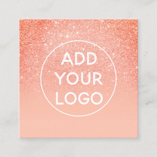 Carte De Visite Carré Logo personnalisé corail moderne parties scintilla (Devant)