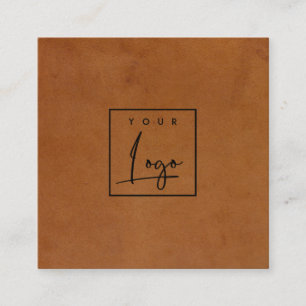 Carte De Visite Carré Logo personnalisé de la texture en cuir rustique m