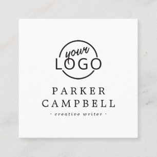 Carte De Visite Carré Logo personnalisé élégant minimaliste blanc