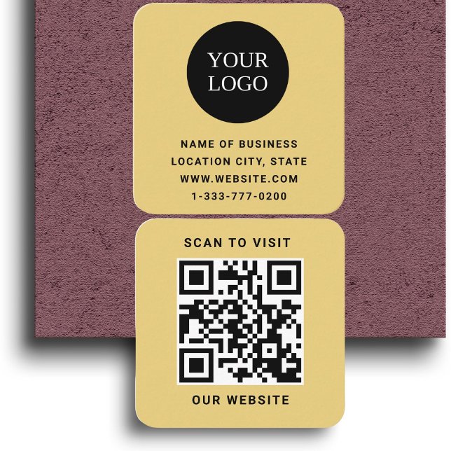 Carte De Visite Carré Logo personnalisé et code QR (Créateur téléchargé)