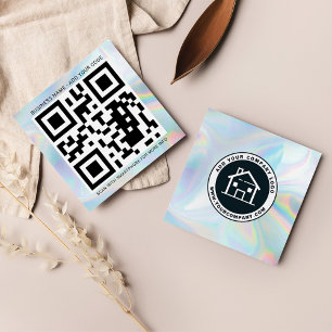 Carte De Visite Carré Logo personnalisé et code QR do-it-yourself hologr