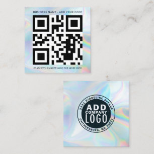 Carte De Visite Carré Logo personnalisé et code QR Holographic Professio