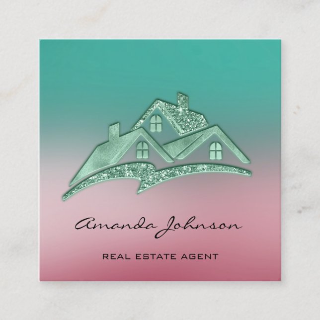 Carte De Visite Carré Logo Personnalisé Maison Agent Immobilier Maison M (Devant)