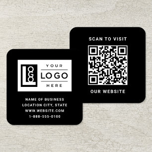 Carte De Visite Carré Logo personnalisé noir moderne et code QR