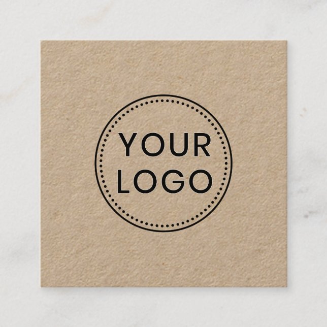 Carte De Visite Carré Logo personnalisé Professionnel carré kraft rustiq (Devant)