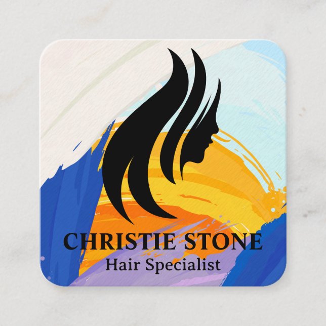 Carte De Visite Carré Logo pour les femmes | Salon | Beauté (Devant)