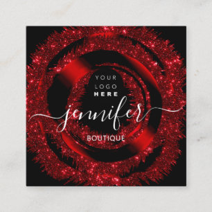 Carte De Visite Carré Logo professionnel de la boutique Parties scintill