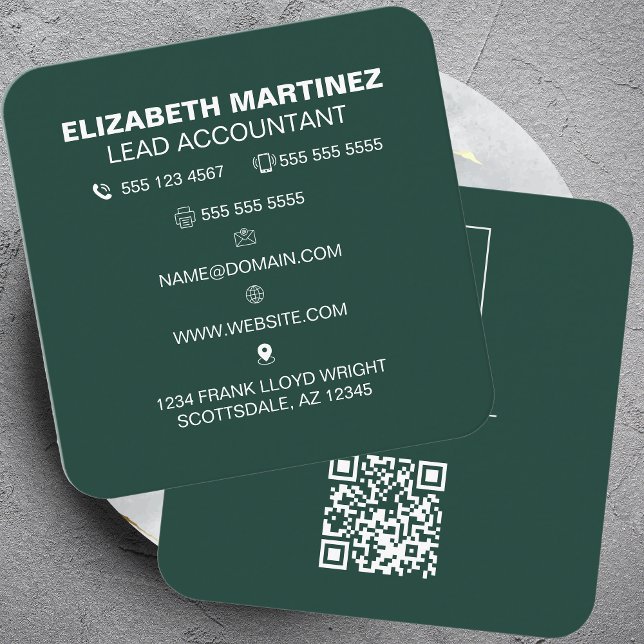 Carte De Visite Carré Logo professionnel du code QR avant et arrière (Créateur téléchargé)