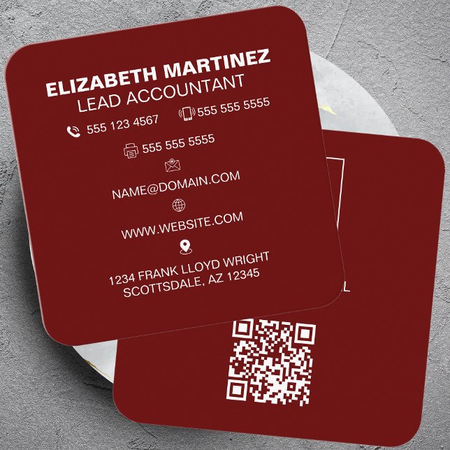 Carte De Visite Carré Logo professionnel du code QR avant et arrière (Créateur téléchargé)