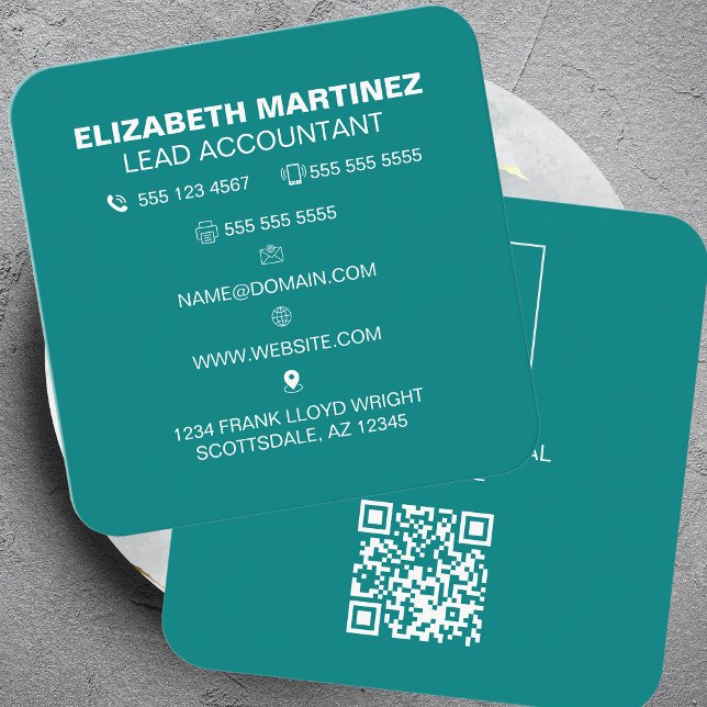 Carte De Visite Carré Logo professionnel du code QR avant et arrière (Créateur téléchargé)