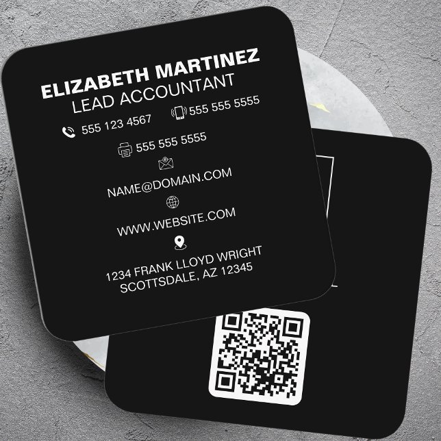Carte De Visite Carré Logo professionnel du code QR avant et arrière (Créateur téléchargé)