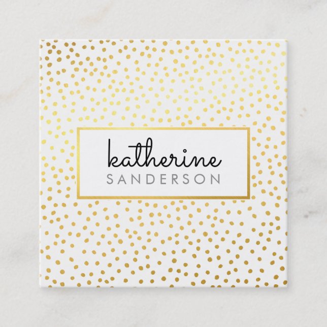 Carte De Visite Carré LOGO PROFESSIONNEL EMBLEM moderne blanc faux or (Devant)