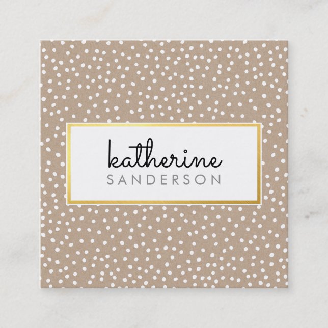 Carte De Visite Carré LOGO PROFESSIONNEL EMBLEM moderne kraft or blanc (Devant)