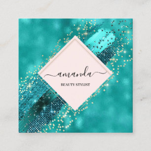 Carte De Visite Carré Logo professionnel encadré Gold Beauty Logo Tropi