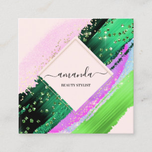 Carte De Visite Carré Logo professionnel maquillage de beauté Tropic vio