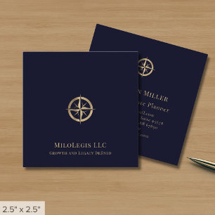 Carte De Visite Carré Logo professionnel Marine Blue Gold