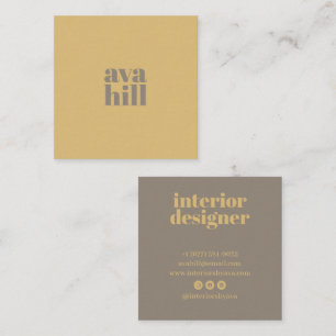 Carte De Visite Carré Logo professionnel minimaliste jaune marron modern