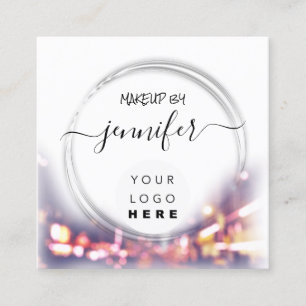 Carte De Visite Carré Logo professionnel Nails Beauté Coiffure Blanc Mo