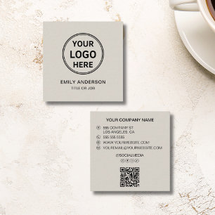 Carte De Visite Carré Logo QR de médias sociaux minimaliste moderne