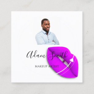 Carte De Visite Carré Logo QRCode Artiste de maquillage photo personnali