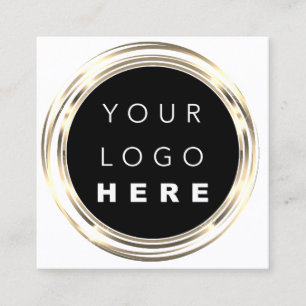 Carte De Visite Carré Logo QRCode Boutique en ligne Frame Gold White Sho