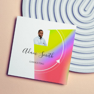 Carte De Visite Carré Logo QRCode Personnalisé Photo Consulting