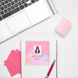 Carte De Visite Carré Logo QRCode Photo personnalisée Carré géométrique