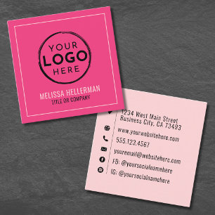 Carte De Visite Carré Logo Rose Chaud Professionnel Minimaliste