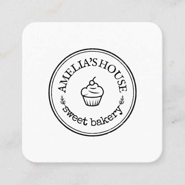 Carte De Visite Carré Logo rustique maison simple personnalisé (Devant)