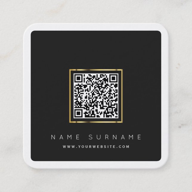 Carte De Visite Carré Logo scannable à code QR moderne (Devant)
