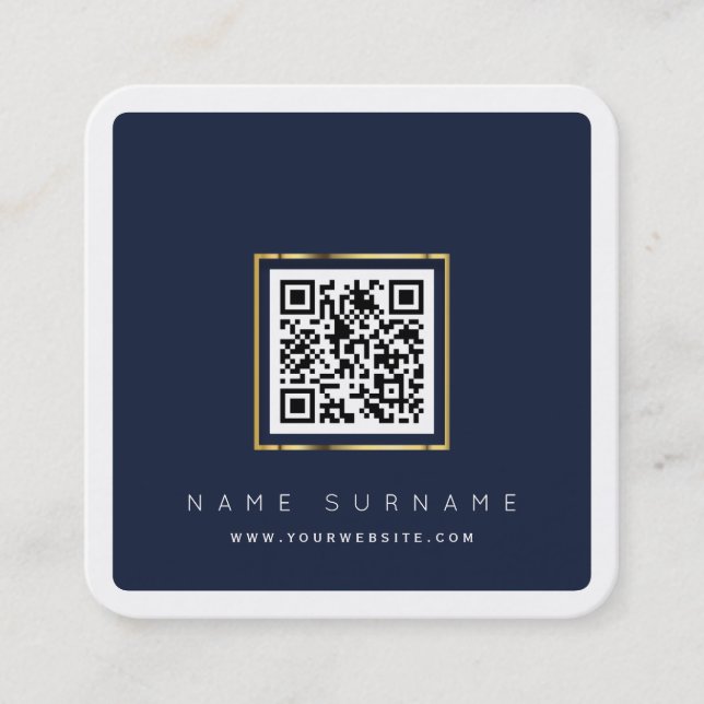 Carte De Visite Carré Logo scannable à code QR moderne  (Devant)