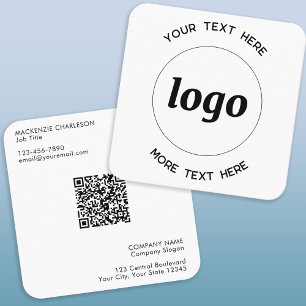 Carte De Visite Carré Logo simple et code QR texte