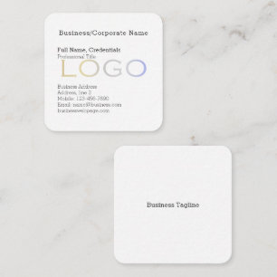 Carte De Visite Carré Logo simple officiel Arrière - plan de l'entrepris