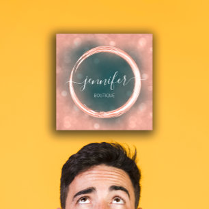 Carte De Visite Carré Logo Turquoise Rose de maquillage professionnel