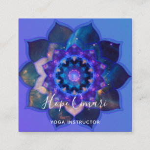 Carte De Visite Carré Lotus Bleu Mandala