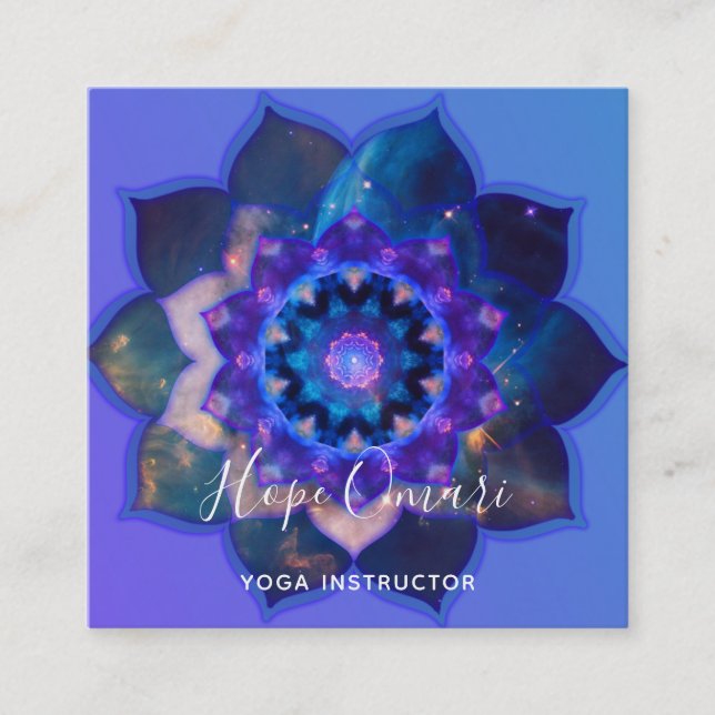 Carte De Visite Carré Lotus Bleu Mandala (Devant)