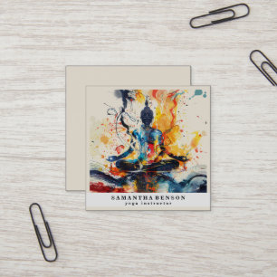 Carte De Visite Carré Lotus Fleur Logo Yoga