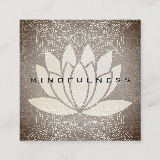 Carte De Visite Carré Lotus Fleur Mandala Motif Texture marbrée (Devant)