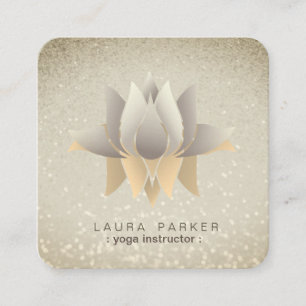 Carte De Visite Carré Lotus Fleur Yoga Instructeur Méditation Rétro
