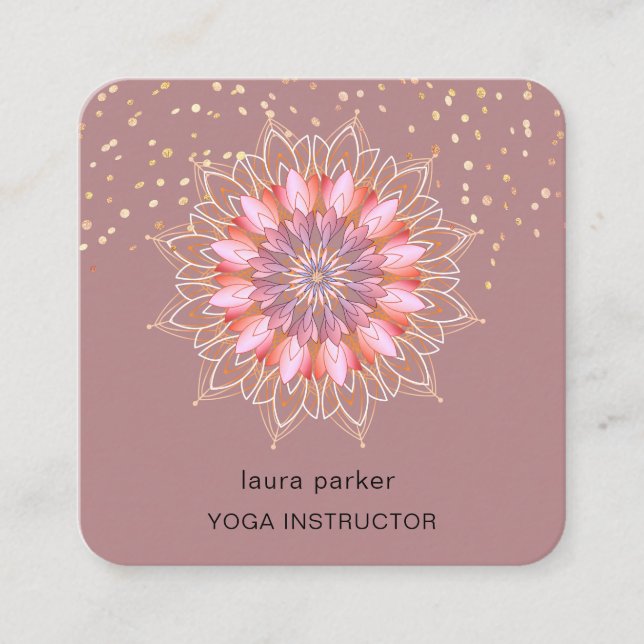 Carte De Visite Carré Lotus Flower Rose Gold Elegant Yoga Meditation (Devant)