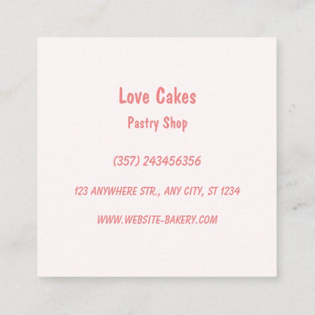 Carte De Visite Carré Love Cakes Floral Mariage Cake (Dos)