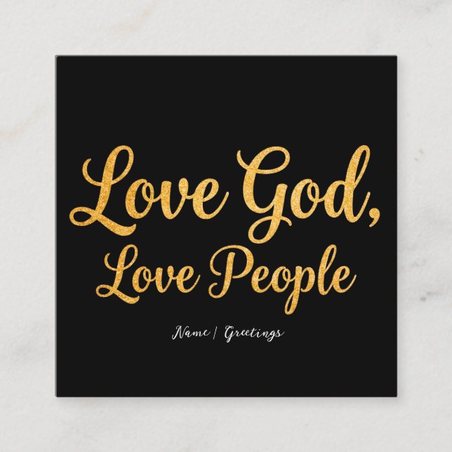 Carte De Visite Carré Love God Love People Elegant Script Christian Art (Devant)