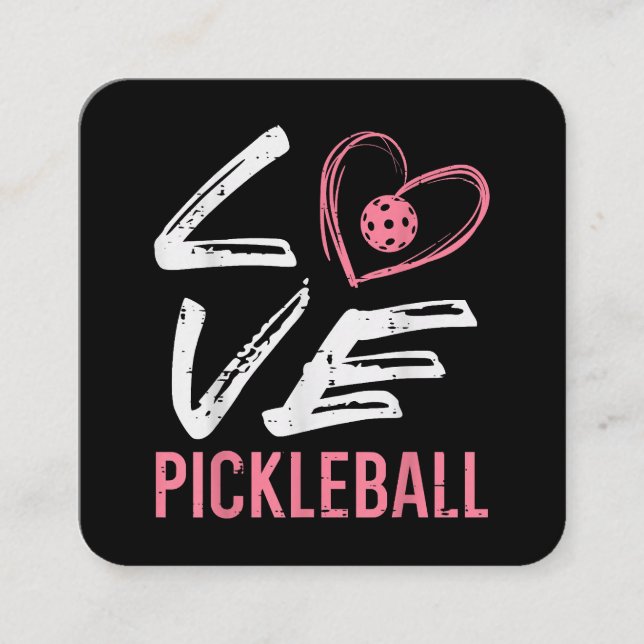 Carte De Visite Carré Love Pickleball Coeur Pickle Ball Femmes Filles En (Devant)