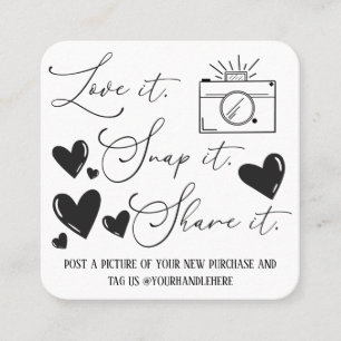 Carte De Visite Carré Love Snap Share Camera Hearts Script Etsy Business