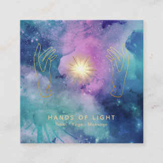 Carte De Visite Carré Lumière cosmique d'étoiles d'univers curatif de