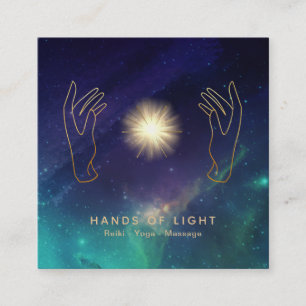 Carte De Visite Carré Lumière cosmique d'étoiles d'univers de main