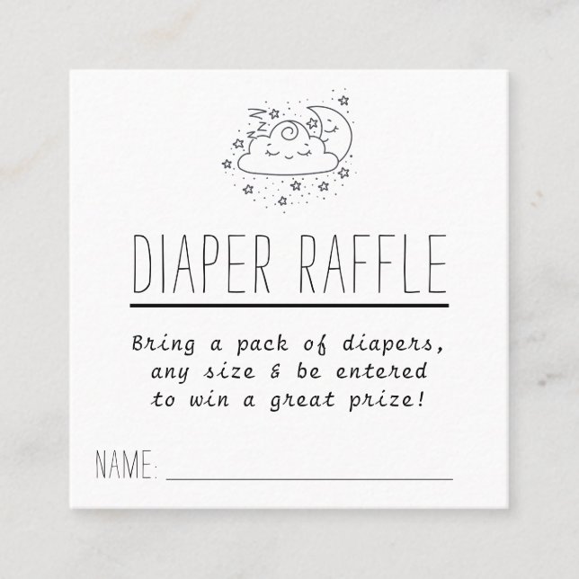 Carte De Visite Carré Lune & Etoiles Baby shower Déchets Raffle Billets (Devant)