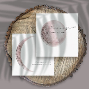 Carte De Visite Carré Lune mystique rose pâle Élégant