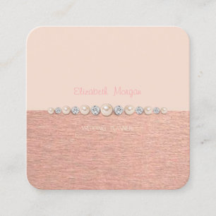 Carte De Visite Carré Luxe Élégant Simple ,Diamants,Perles